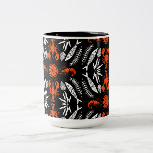 Seafood Art Decor Prints Two-Tone Coffee Mug