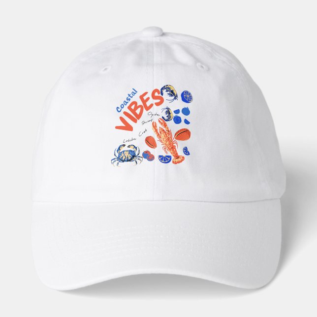 Seafood Beach Fisherman Ocean Tropical Quote  Hat (Front)