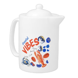 Seafood Beach Fisherman Ocean Tropical Quote  Teapot