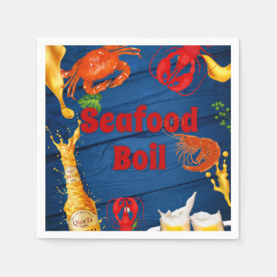 Seafood Boil And Beer Party Invitations Napkins
