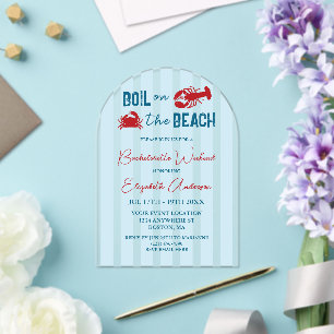 Seafood Boil Bachelorette Party Acrylic Invitations