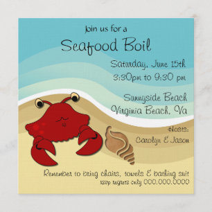 Seafood Boil Beach Party Invitation
