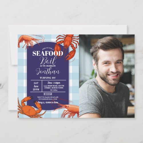 Seafood Boil Birthday Party Crab Shrimp Photo Invitation