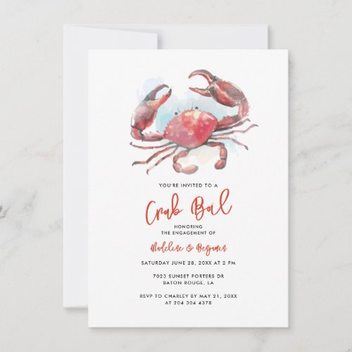 Seafood Boil Couples Engagement Crab Party Invitation