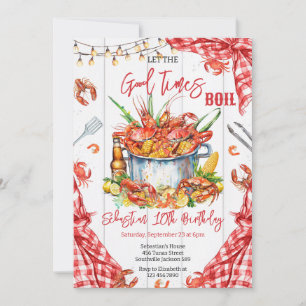 Seafood Boil Crawfish Party Birthday Invitation