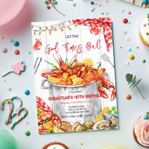 Seafood Boil Crawfish Party Birthday Invitation