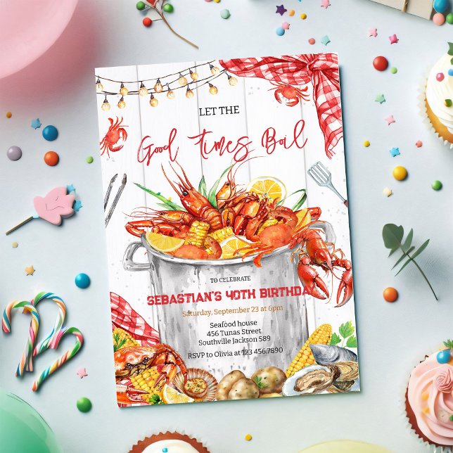 Seafood Boil Crawfish Party Birthday Invitation (Creator Uploaded)