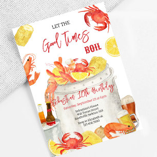 Seafood Boil Crawfish Party Birthday Invitation