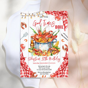 Seafood Boil Crawfish Party Birthday Invitation