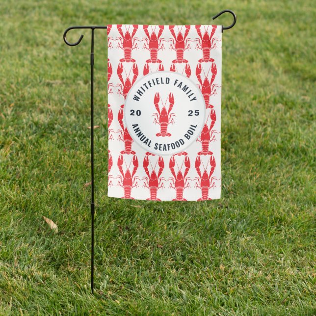Seafood Boil Custom Annual Family Reunion Lobster Garden Flag (In SItu)