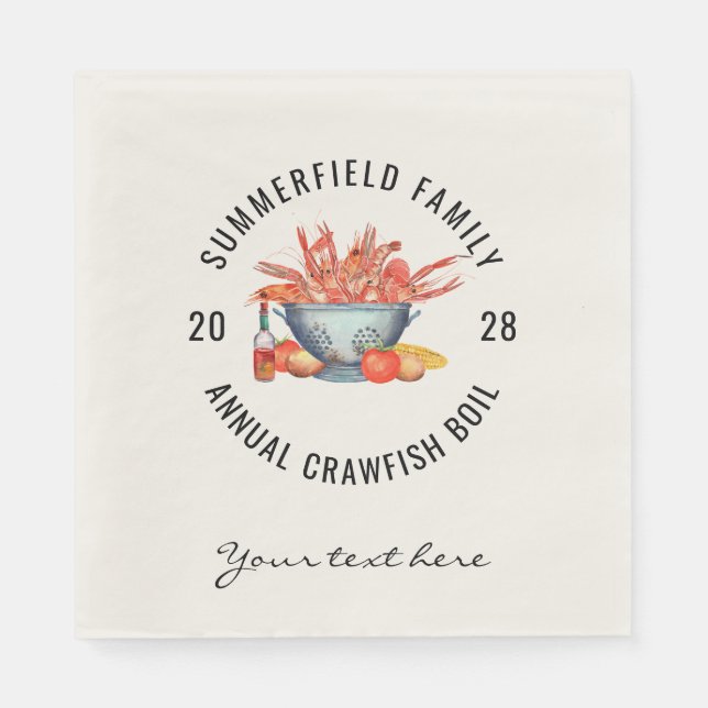 Seafood Boil Custom Matching Family Crawfish Party Napkins (Front)