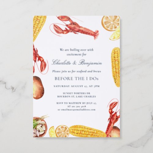 Seafood Boil Engagement Party Letterpress Photo Cards