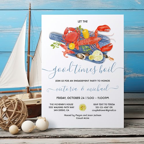 Seafood Boil Engagement Rehearsal Dinner Party Invitation