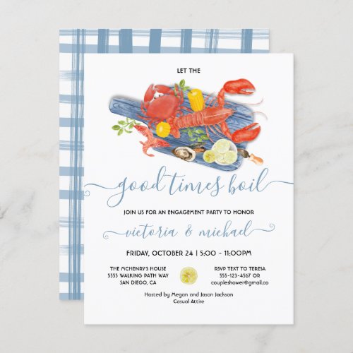 Seafood Boil Engagement Rehearsal Dinner Party Invitation