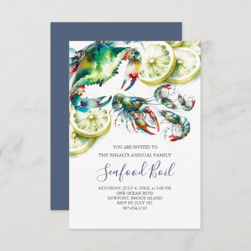 Seafood Boil Family Summer Party Small Invitation