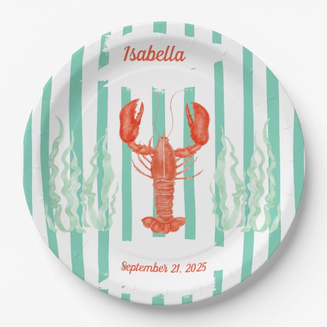 Seafood Boil Party - Custom Lobster Brunch Paper Plates (Front)