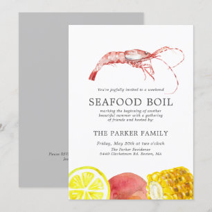 Seafood Boil Themed Party Grey Invitation