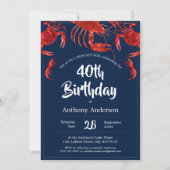 Seafood Boil Unique Red Dark Blue Birthday Party Invitation (Front)