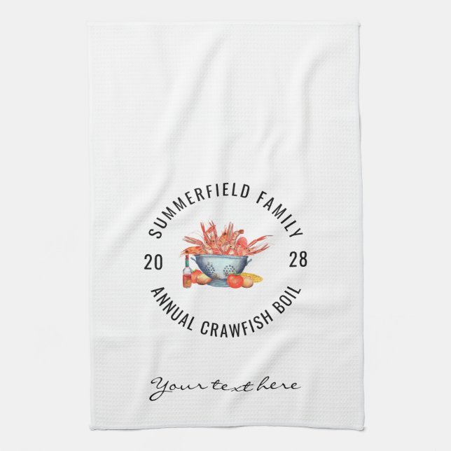 Seafood Cookout Family Crawfish Boil Party Kitchen Towel (Vertical)