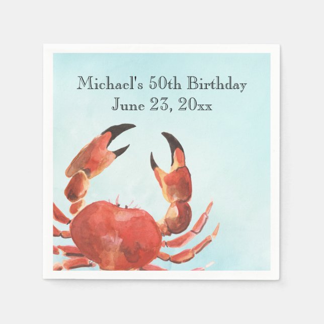 Seafood Crab Boil Birthday Party Napkins (Front)
