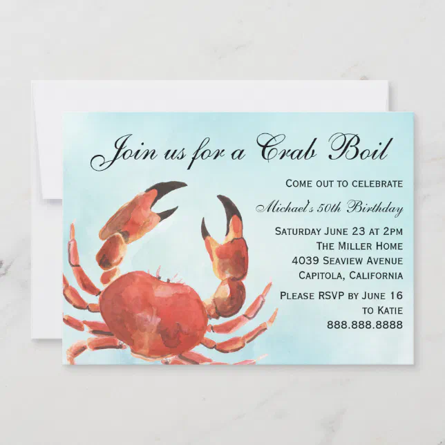 Seafood Crab Boil Summer Birthday Party Invitation | Zazzle