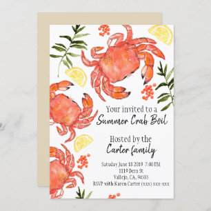 Seafood crab boil summer party invitation