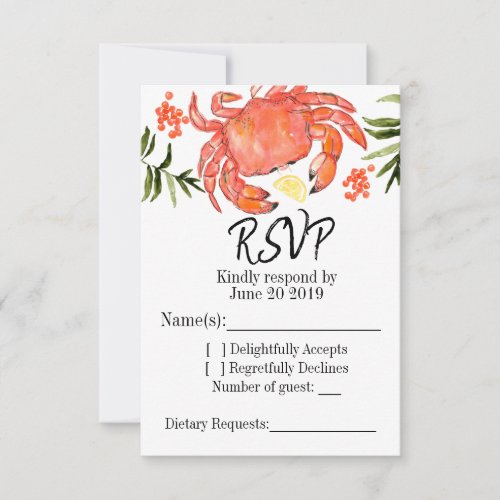 Seafood crab boil summer party Rsvp card