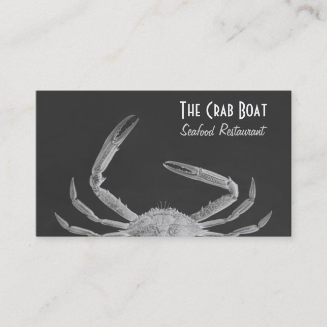 Seafood Crab Business Card in Gray (Front)