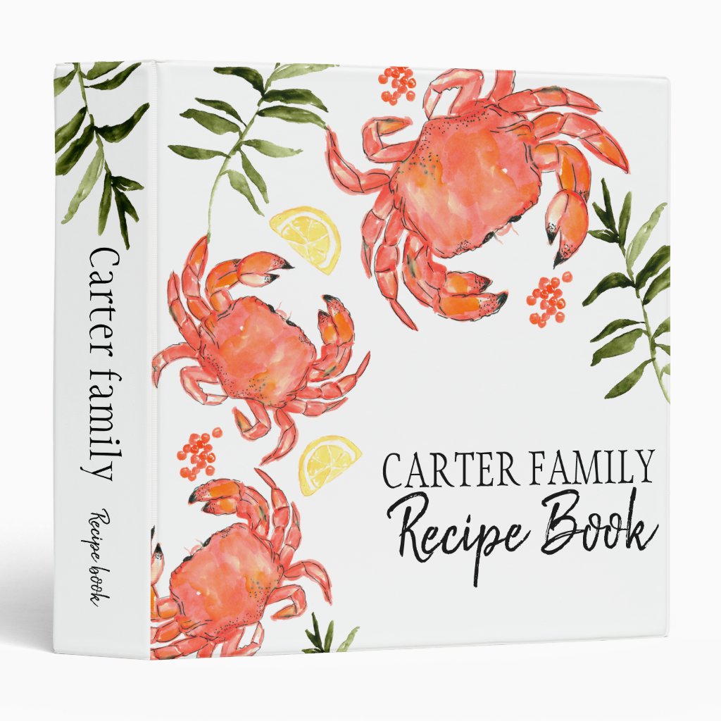 Seafood crab family recipe book binder