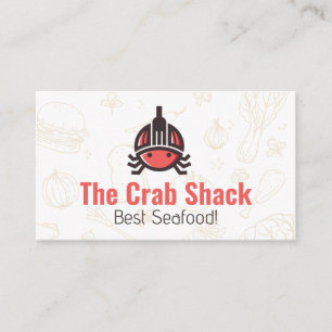 Seafood Crab Logo Food Patterns Business Card
