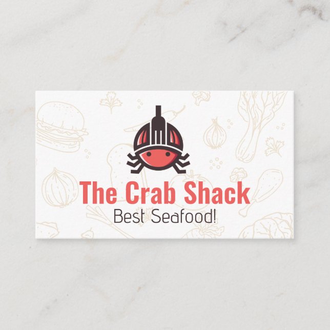 Seafood Crab Logo | Food Patterns  Business Card (Front)