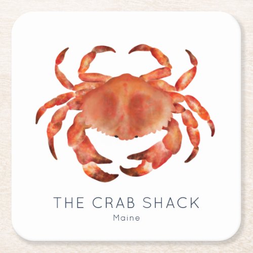 Seafood Crab Restaurant Square Paper Coaster