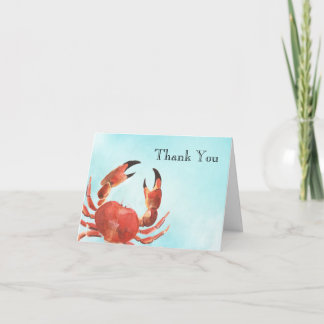 Seafood Crab Watercolor Thank You Card