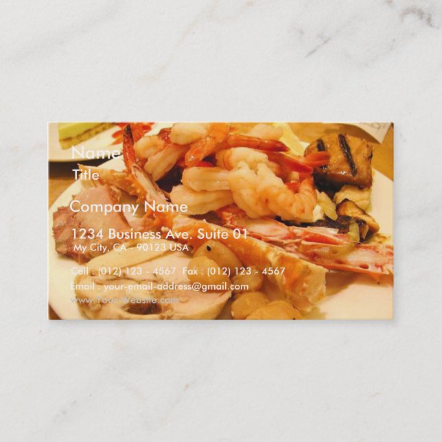 Seafood Crabs Legs Shrimp Food Business Card (Front)