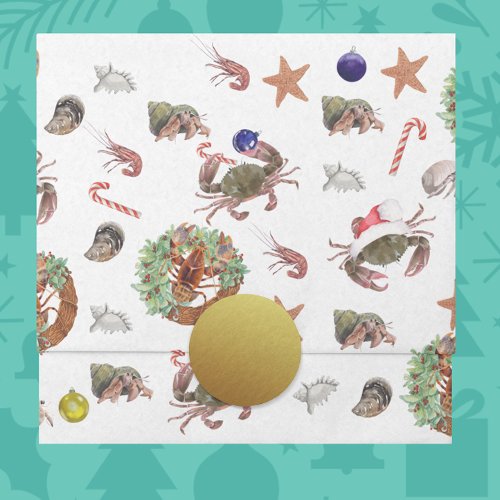 Seafood Crustacean Lobster Crab Christmas Tissue Paper