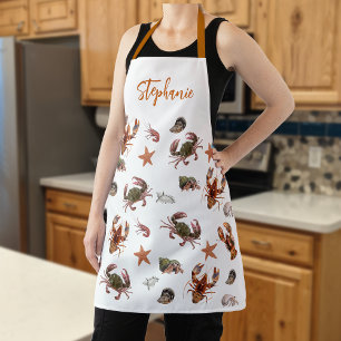 Seafood Crustacean Lobster Crab Pattern Apron