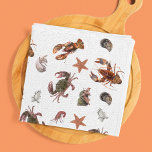 Seafood Crustacean Lobster Crab Pattern  Kitchen Towel<br><div class="desc">This design may be personalized by choosing the Edit Design option. You may also transfer onto other items. Contact me at colorflowcreations@gmail.com or use the chat option at the top of the page if you wish to have this design on another product or need assistance with this design. See more...</div>