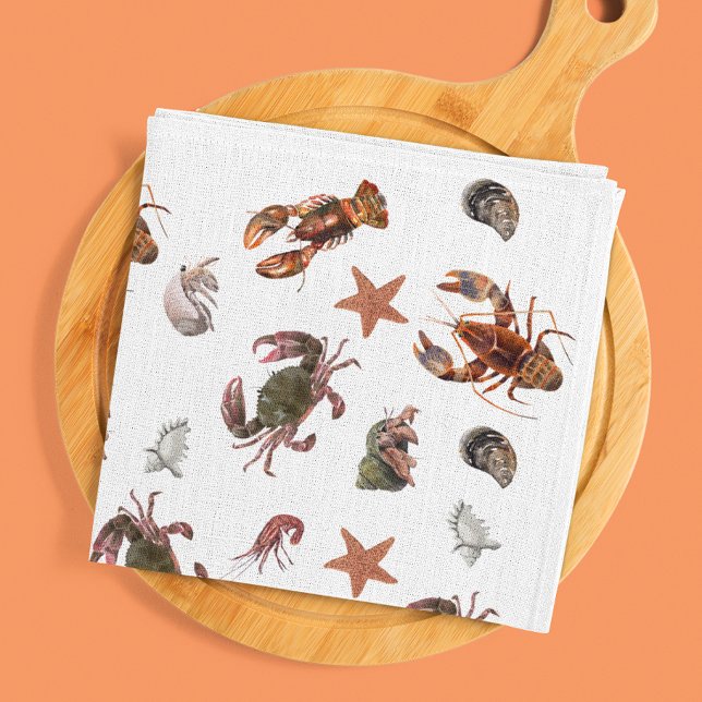 Seafood Crustacean Lobster Crab Pattern  Kitchen Towel (Creator Uploaded)