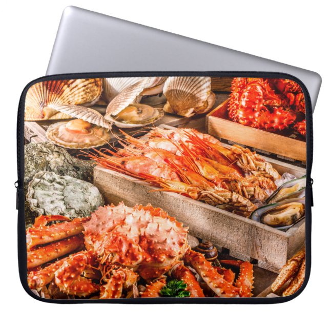 Seafood cuisine plate as an ocean gourmet dinner b laptop sleeve (Front)