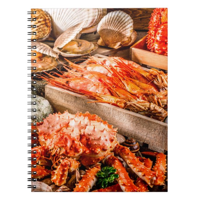 Seafood cuisine plate as an ocean gourmet dinner b notebook (Front)