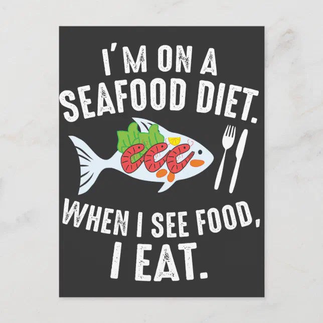 Seafood Diet Funny Sea Food Joke Postcard | Zazzle