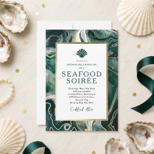 Seafood Dinner Invitation Emerald Marble
