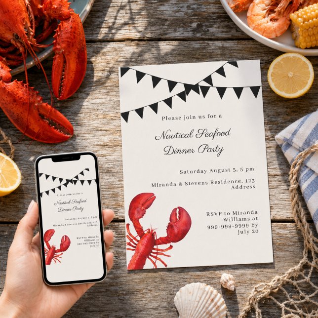 Seafood Dinner Nautical Summer Party Invitation (Creator Uploaded)