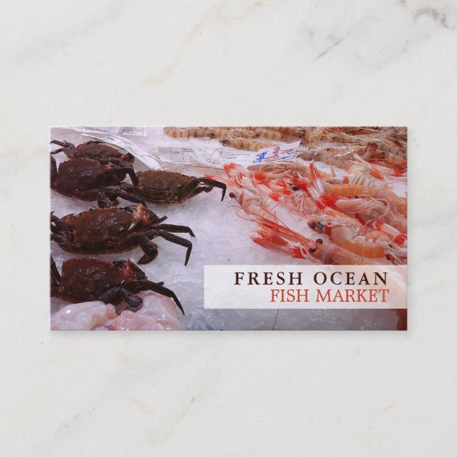 Seafood Display, Fishmonger/Wife, Fish Market Business Card (Front)