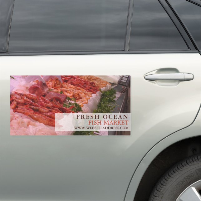 Seafood Display, Fishmonger/Wife, Fish Market Car Magnet (In Situ)