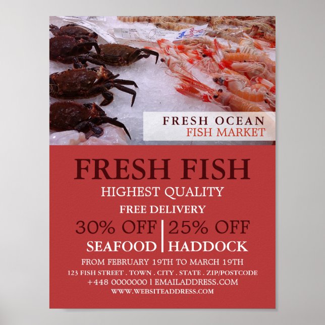 Seafood Display, Fishmonger/Wife, Fish Market Poster (Front)