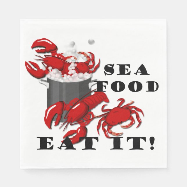 Seafood Eat It Party Paper Napkins (Front)