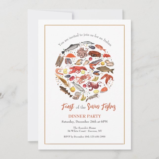 Seafood Feast Dinner Party Invitation (Front)