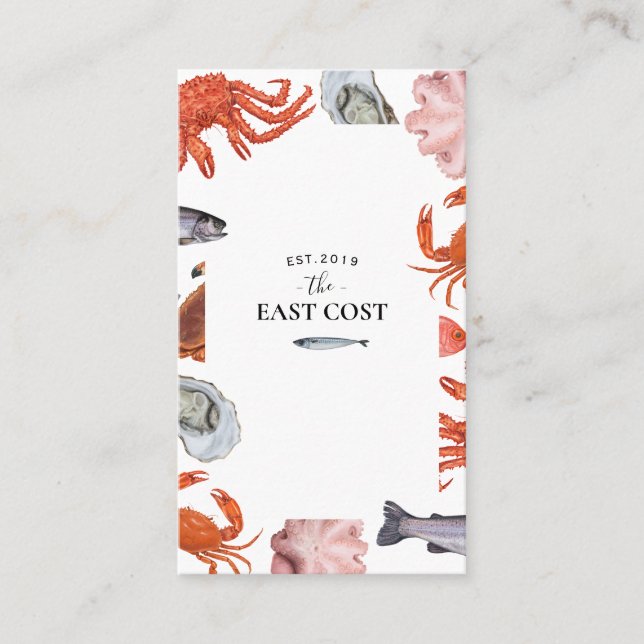 seafood, fish BBQ and fish market Restaurant Business Card (Front)