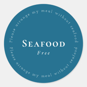 Seafood-Free Request Sticker, Navy - White Classic Round Sticker